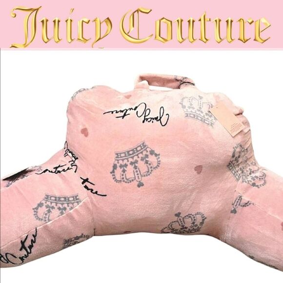 Juicy Couture Home Signature Crown Logo Plush Bed Rest Pillow w/Cell Pocket - Picture 1 of 6